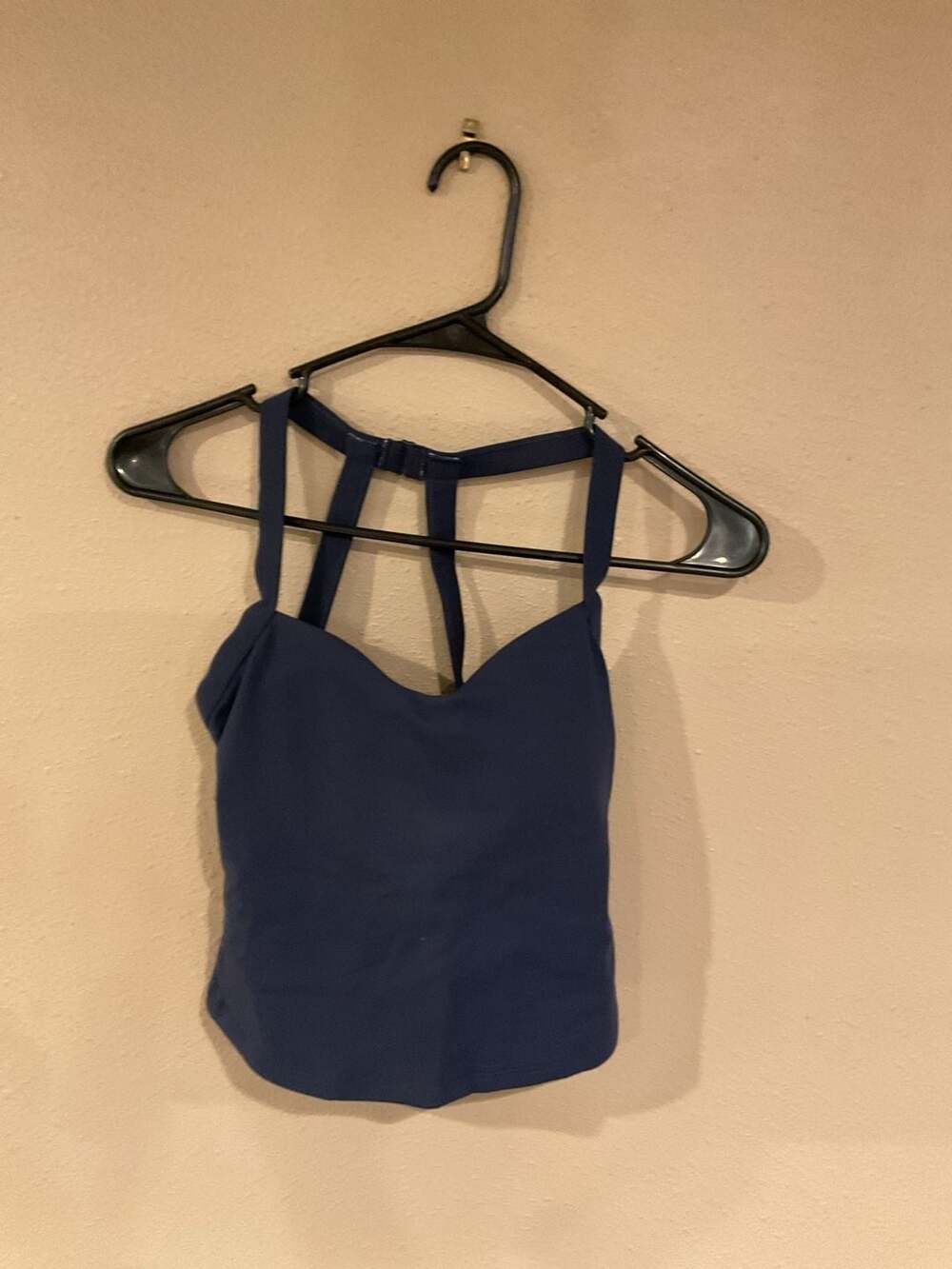 Pushing Limits Twist Back Tank Top Navy Blue